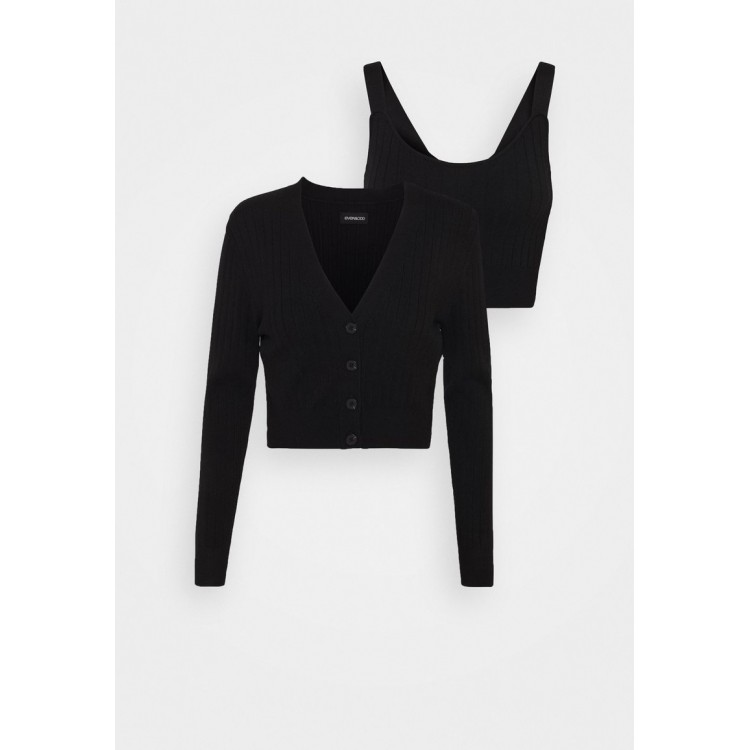 Kobiety COMBINATION CLOTHING | Even&Odd SET - Kardigan - black/czarny - AM90959