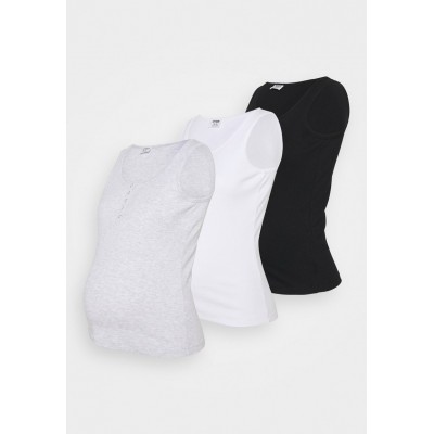 Kobiety T_SHIRT_TOP | Cotton On Maternity MATERNITY HENLEY SLEEVELESS TANK 3 PACK - Top - black/white/silver marle/czarny - AW44586