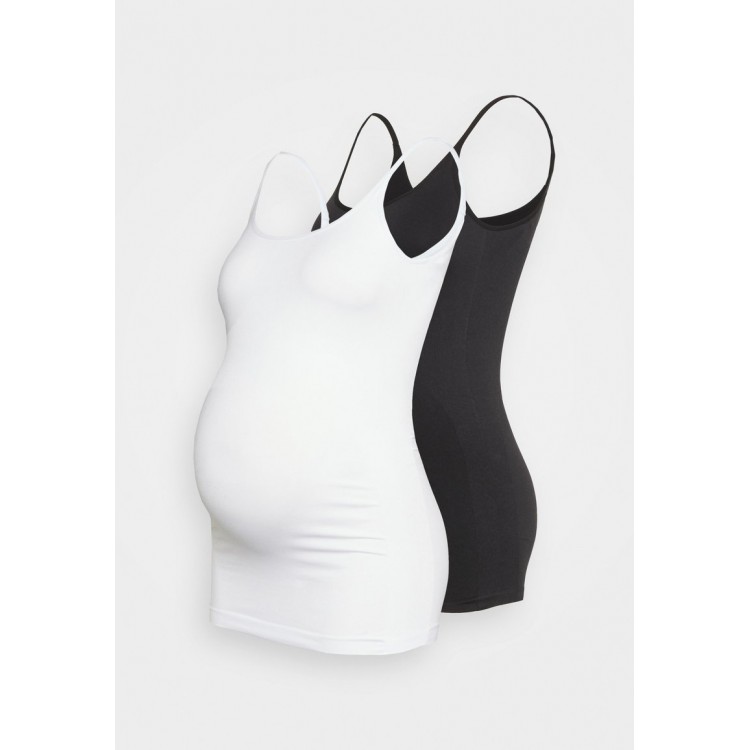 Kobiety T SHIRT TOP | MAMALICIOUS MLHEAL STRAP 2 PACK - Top - black/bright white/czarny - SE35392