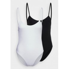 Kobiety T_SHIRT_TOP | Missguided Petite PLUNGE NECK BODYSUIT 2 PACK - Top - black/white/czarny - MC92911