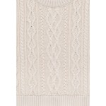 Kobiety T SHIRT TOP | PULL&BEAR CABLE-KNIT WITH ROUND NECK - Top - beige/beżowy - RU43345