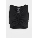 Kobiety T SHIRT TOP | Reebok RUCHED CROPPED TANK - Koszulka sportowa - black/czarny - KW84669
