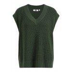 Kobiety T SHIRT TOP | WE Fashion GEBREIDE SLIPOVER - Top - green/ciemnozielony - HR83714