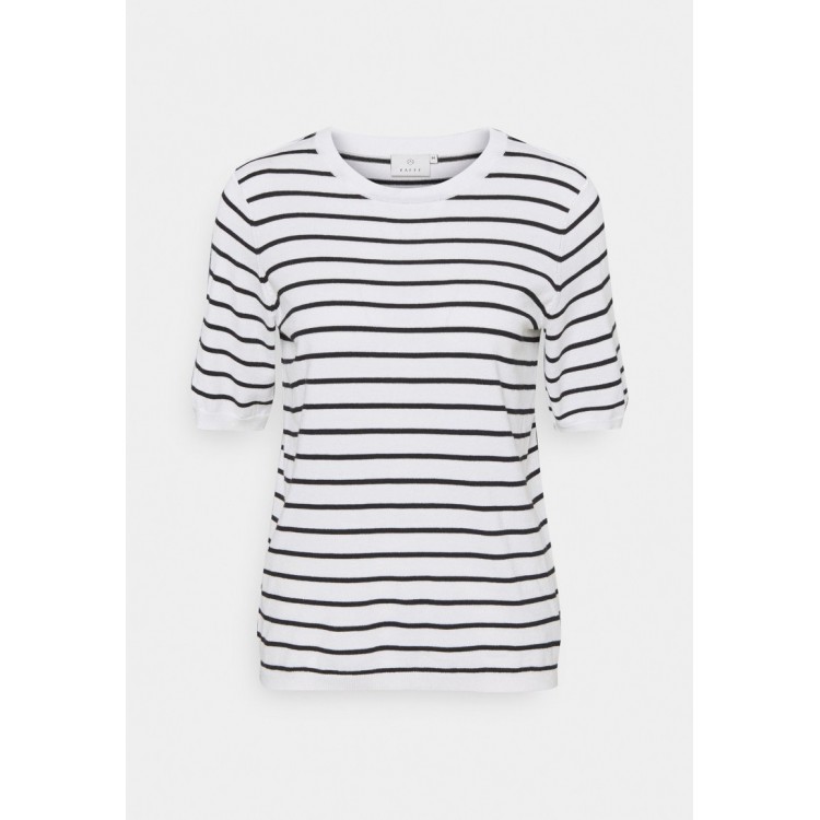 Kobiety PULLOVER | Kaffe KAMALA - T-shirt z nadrukiem - chalk/black/biały - RK80505