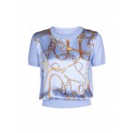 Kobiety PULLOVER | Luisa Spagnoli MOINA - T-shirt z nadrukiem - light blue/jasnoniebieski - IK07712