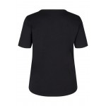 Kobiety T SHIRT TOP | Active by Zizzi MED TEKST OG KORTE ÆRMER - T-shirt z nadrukiem - black/czarny - OM35698