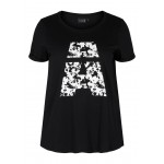 Kobiety T SHIRT TOP | Active by Zizzi MIT PRINT - T-shirt z nadrukiem - black/czarny - XM20385