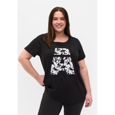 Kobiety T_SHIRT_TOP | Active by Zizzi MIT PRINT - T-shirt z nadrukiem - black/czarny - XM20385