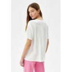 Kobiety T SHIRT TOP | Bershka SHORT SLEEVE - T-shirt z nadrukiem - white/biały - TS68779