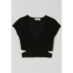 Kobiety T SHIRT TOP | Bershka T-shirt z nadrukiem - black/czarny - NO22433
