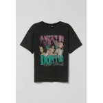 Kobiety T SHIRT TOP | Bershka T-shirt z nadrukiem - mottled black/czarny melanż - CS98306
