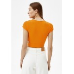 Kobiety T SHIRT TOP | Bershka T-shirt z nadrukiem - orange/pomarańczowy - YI03744