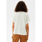 Kobiety T SHIRT TOP | Bershka T-shirt z nadrukiem - stone/szary - QC47781