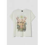 Kobiety T SHIRT TOP | Bershka T-shirt z nadrukiem - stone/szary - QC47781