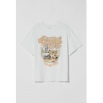 Kobiety T SHIRT TOP | Bershka T-shirt z nadrukiem - stone/szary - SU29838