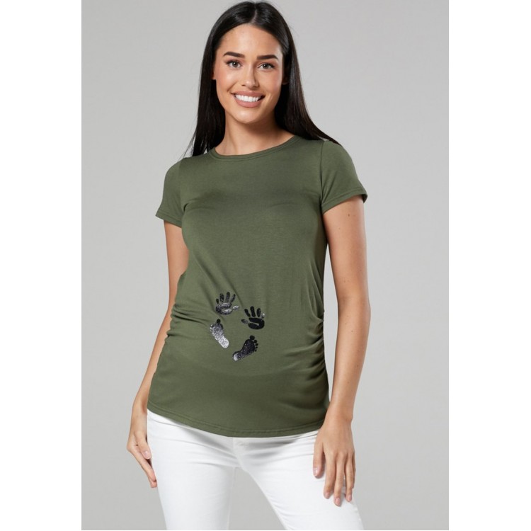 Kobiety T SHIRT TOP | Chelsea Clark MATERNITY - T-shirt z nadrukiem - khaki - PG28848