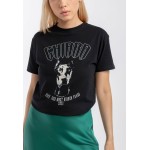 Kobiety T SHIRT TOP | Chiara Wear T-SHIRT DOG - T-shirt z nadrukiem - black/czarny - LI05420