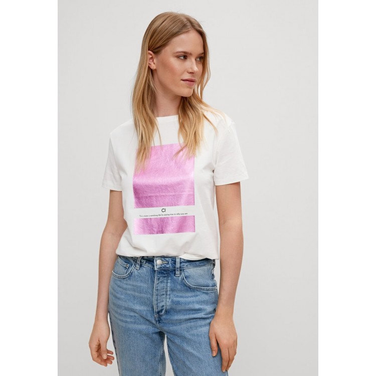 Kobiety T SHIRT TOP | comma casual identity T-shirt z nadrukiem - placed print foil/biały - HN66637