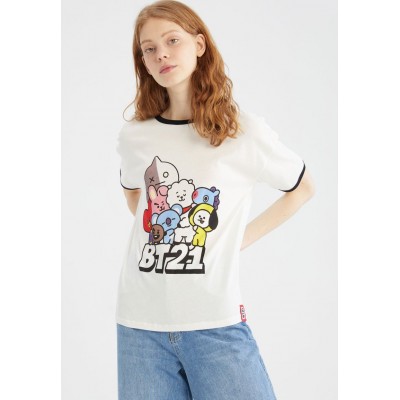 Kobiety T_SHIRT_TOP | DeFacto BT21 REGULAR FIT - T-shirt z nadrukiem - white/mleczny - VZ96586