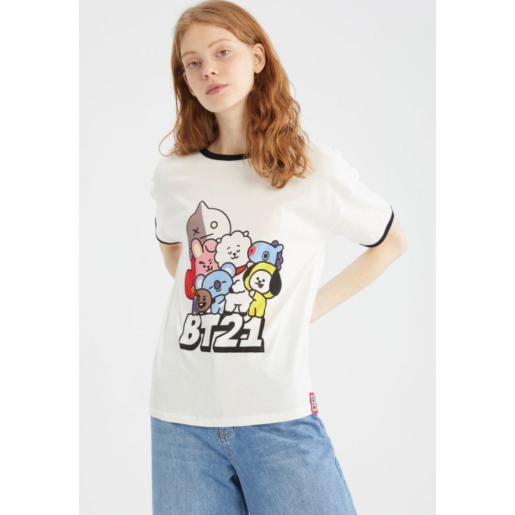 Kobiety T SHIRT TOP | DeFacto BT21 REGULAR FIT - T-shirt z nadrukiem - white/mleczny - VZ96586