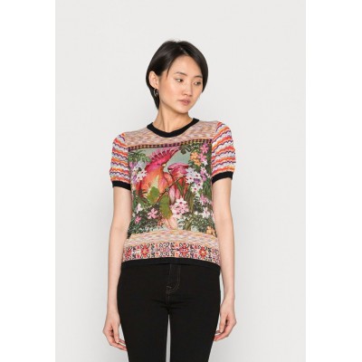Kobiety T_SHIRT_TOP | Desigual ACRA - T-shirt basic - burgundy/wielokolorowy - DO23265