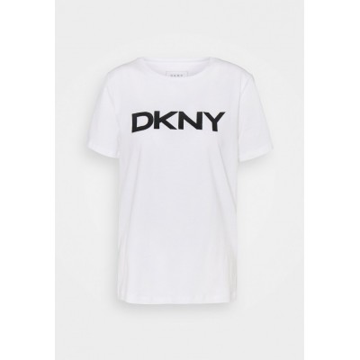 Kobiety T_SHIRT_TOP | DKNY FOUNDATION LOGO TEE - T-shirt z nadrukiem - white/biały - EM99940