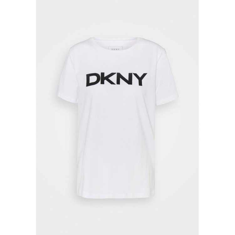 Kobiety T SHIRT TOP | DKNY FOUNDATION LOGO TEE - T-shirt z nadrukiem - white/biały - EM99940