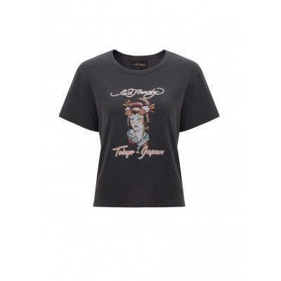 Kobiety T_SHIRT_TOP | Ed Hardy TOKYO-GEISHA TIGHT  - T-shirt z nadrukiem - washed black/czarny - XG42305