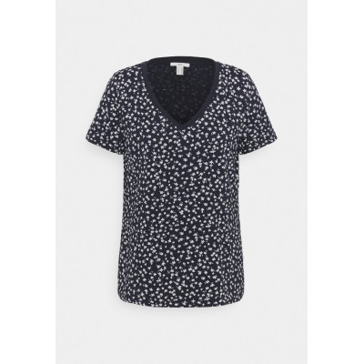 Kobiety T_SHIRT_TOP | edc by Esprit V NECK TEE - T-shirt z nadrukiem - dark blue/granatowy - LW76558