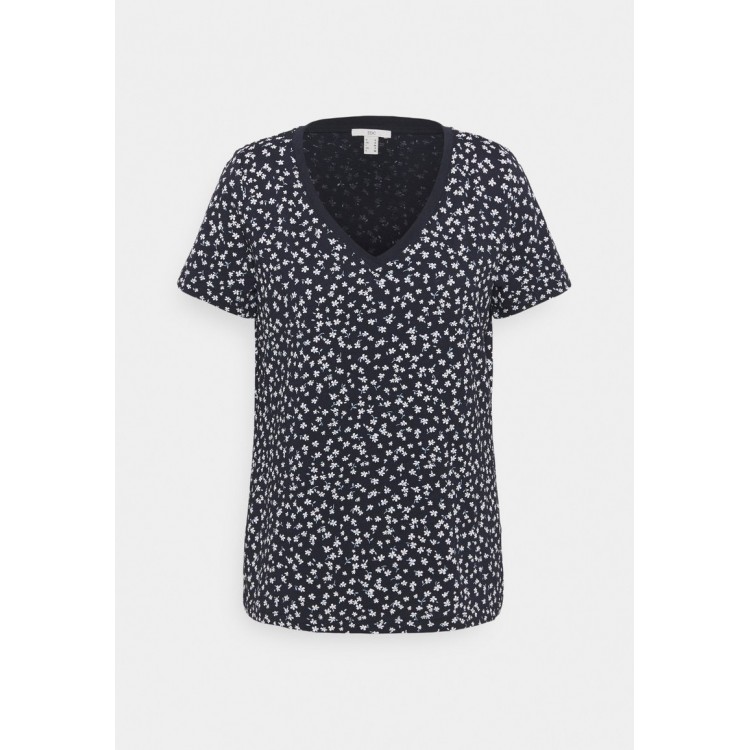 Kobiety T SHIRT TOP | edc by Esprit V NECK TEE - T-shirt z nadrukiem - dark blue/granatowy - LW76558