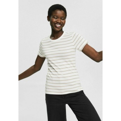 Kobiety T_SHIRT_TOP | Esprit MIT STREIFEN - T-shirt z nadrukiem - off white/mleczny - IJ64644