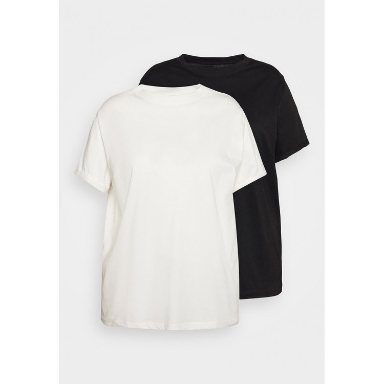 Kobiety T SHIRT TOP | Even&Odd Curvy 2 PACK - T-shirt basic - black/off white/czarny - IN30408