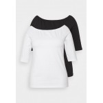 Kobiety T SHIRT TOP | Even&Odd Curvy 2 PACK - T-shirt basic - white/black/biały - ZG56677