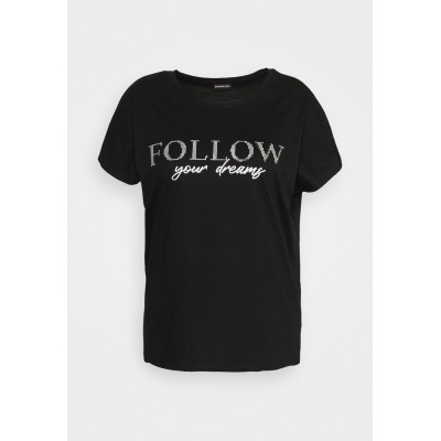 Kobiety T_SHIRT_TOP | Even&Odd Curvy T-shirt z nadrukiem - black/czarny - SN59877