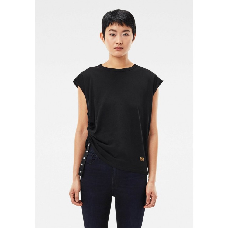 Kobiety T SHIRT TOP | G-Star GSRAW KNOTTED - T-shirt z nadrukiem - dk black/czarny - JN10365