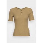 Kobiety T SHIRT TOP | G-Star WAFFLE - T-shirt basic - fresh army green/beżowy - NV44040