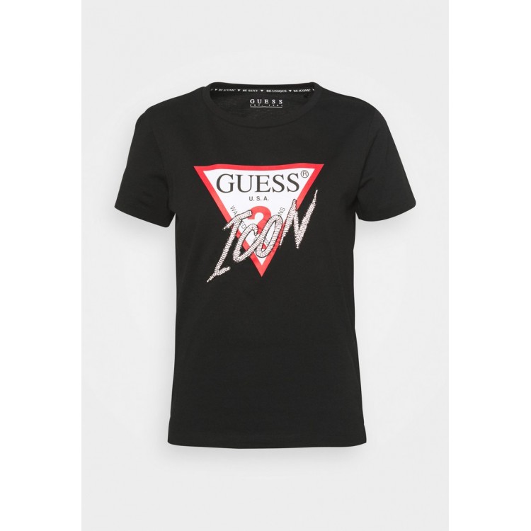 Kobiety T SHIRT TOP | Guess ICON - T-shirt z nadrukiem - jet black/czarny - KQ61486