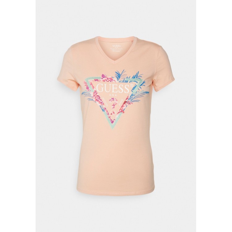 Kobiety T SHIRT TOP | Guess KATHE TEE - T-shirt z nadrukiem - peach creme/morelowy - GM70918
