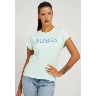 Kobiety T_SHIRT_TOP | Guess MIT FRONTLOGO - T-shirt z nadrukiem - hellgrün/jasnozielony - XL81293