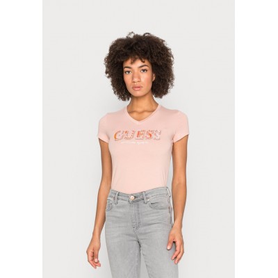 Kobiety T_SHIRT_TOP | Guess TRINE - T-shirt z nadrukiem - rose bliss/jasnoróżowy - EQ19262