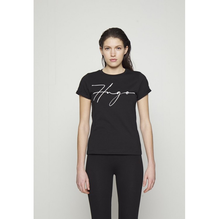 Kobiety T SHIRT TOP | HUGO THE SLIM TEE - T-shirt z nadrukiem - schwarz/czarny - QH77127