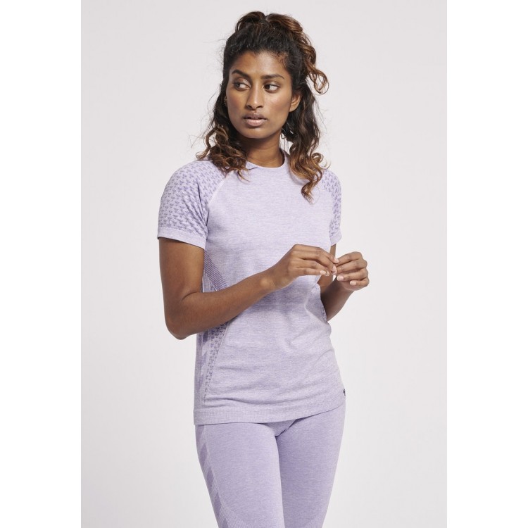 Kobiety T SHIRT TOP | Hummel FUSSBALL - HMLCI SEAMLESS - T-shirt z nadrukiem - lavender melange/liliowy - UR29774