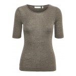 Kobiety T SHIRT TOP | InWear FANGIW - 100% WOOL - T-shirt basic - brown melange/brązowy - MS24532