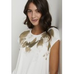 Kobiety T SHIRT TOP | Kaffe BPMALIA - T-shirt z nadrukiem - chalk w.green leafs print/mleczny - IV78518