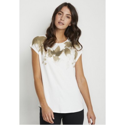 Kobiety T_SHIRT_TOP | Kaffe BPMALIA  - T-shirt z nadrukiem - chalk w.green leafs print/mleczny - IV78518