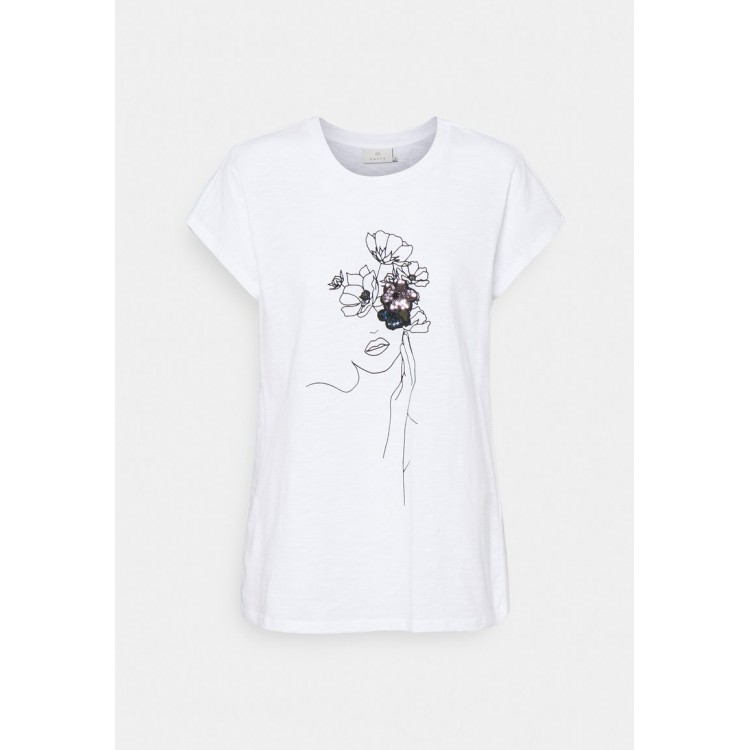 Kobiety T SHIRT TOP | Kaffe KAMILLY - T-shirt z nadrukiem - optical white/biały - HG58849