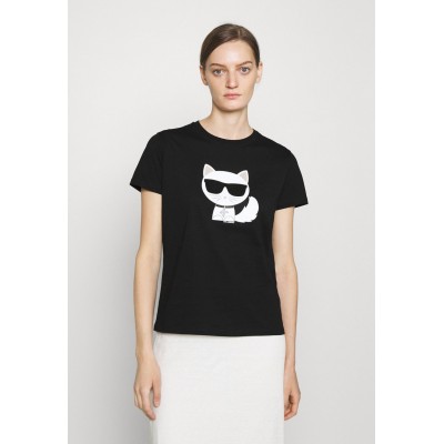 Kobiety T_SHIRT_TOP | KARL LAGERFELD IKONIK CHOUPETTE - T-shirt z nadrukiem - black/czarny - CY54129