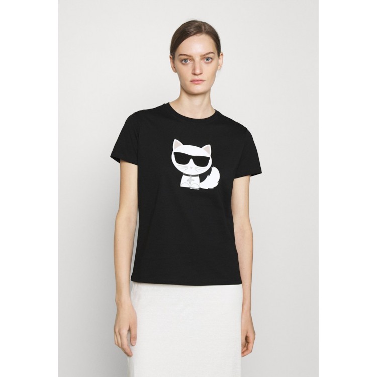 Kobiety T SHIRT TOP | KARL LAGERFELD IKONIK CHOUPETTE - T-shirt z nadrukiem - black/czarny - CY54129
