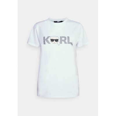 Kobiety T_SHIRT_TOP | KARL LAGERFELD IKONIK LOGO - T-shirt z nadrukiem - white/biały - TN69724