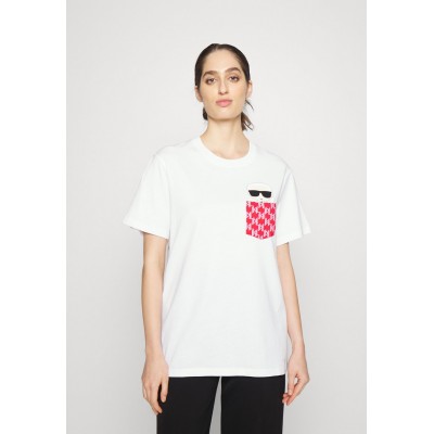 Kobiety T_SHIRT_TOP | KARL LAGERFELD IKONIK MONOGRAM  - T-shirt z nadrukiem - white/biały - FE57414